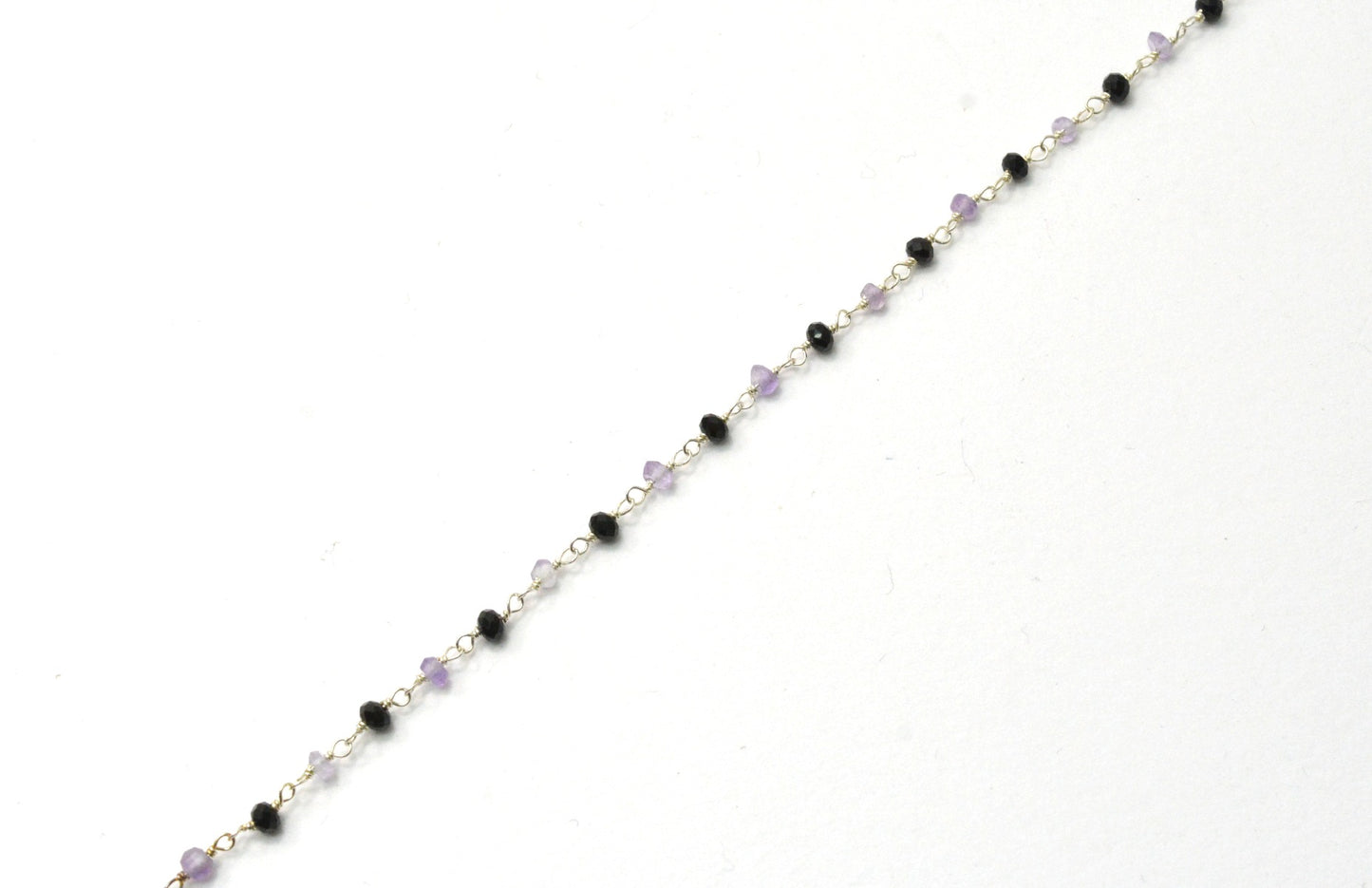 925 Silver Gold Rosary Chain with Amethyst - 3mm