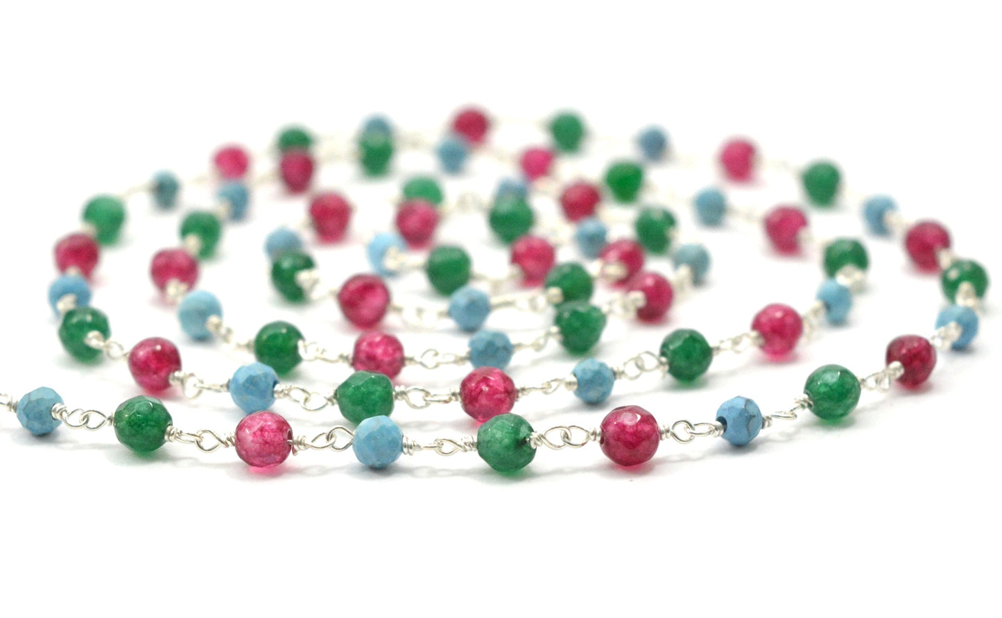 925 Silver Rosary Chain with Stone -