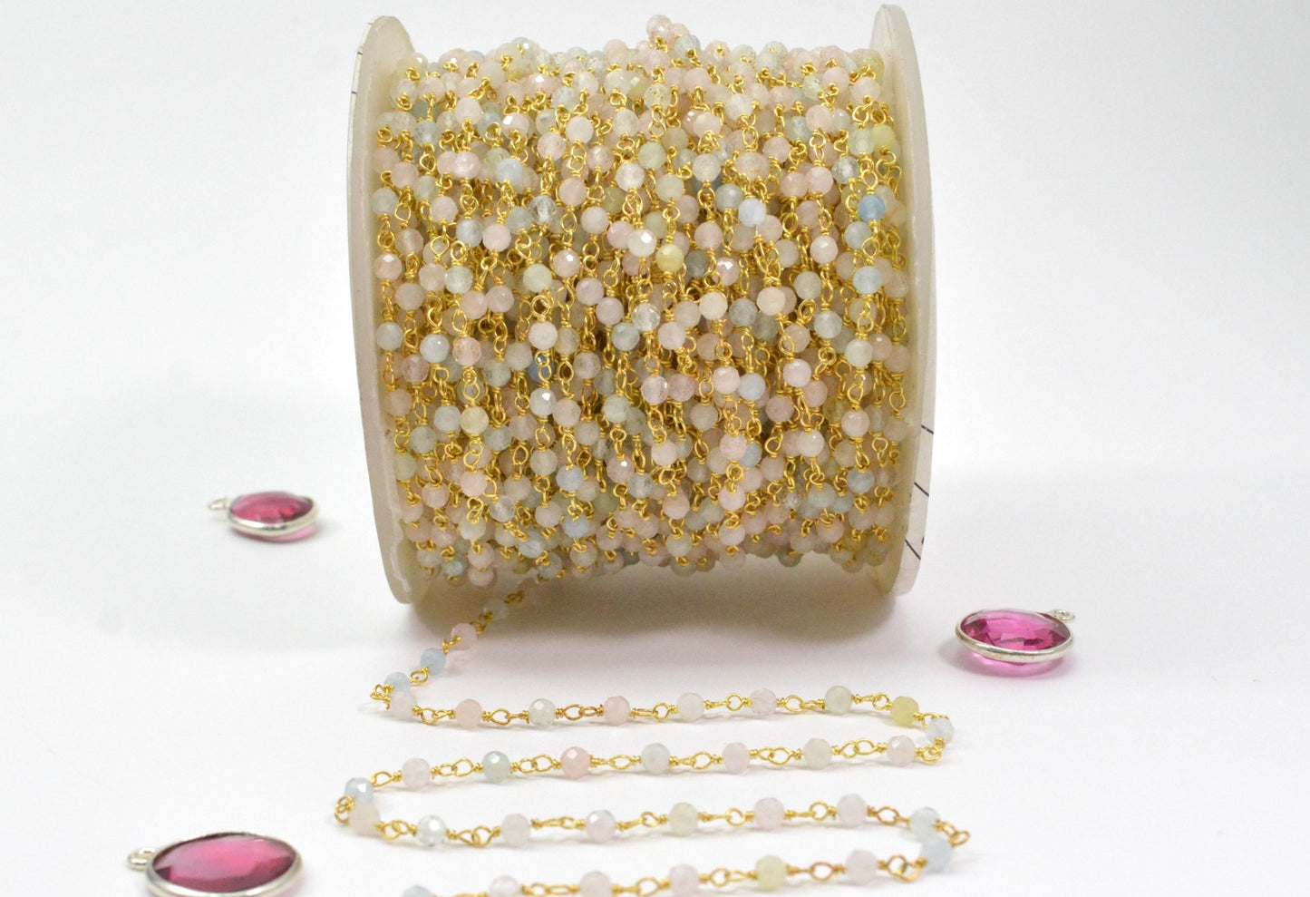 Elegant Stone Rosary Chain in 925 Silver - 3mm