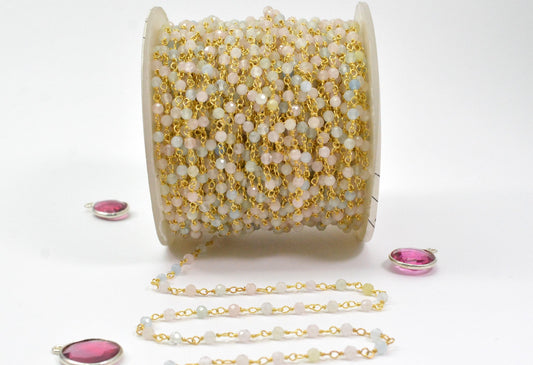 Elegant Stone Rosary Chain in 925 Silver - 3mm