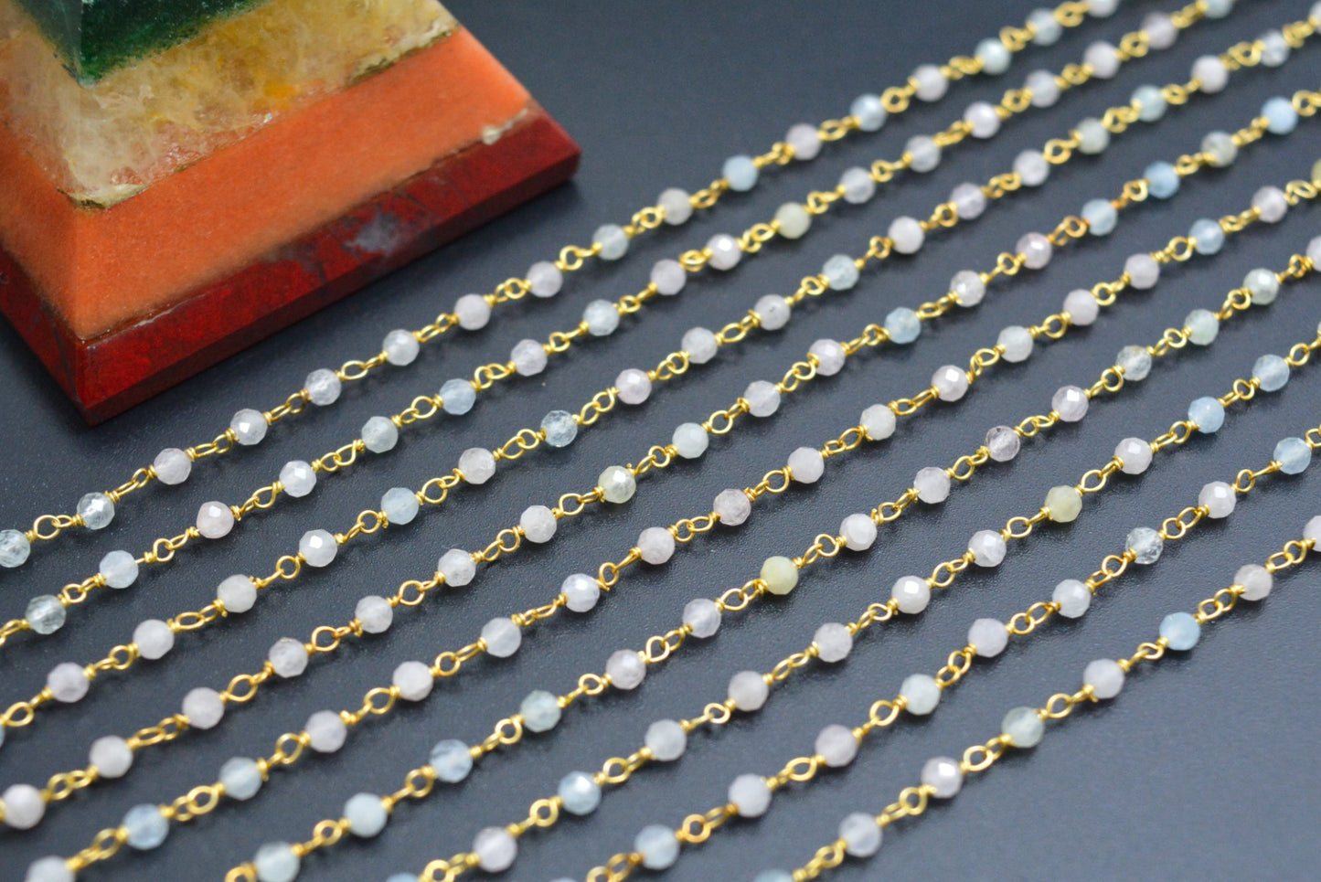 Elegant Stone Rosary Chain in 925 Silver - 3mm