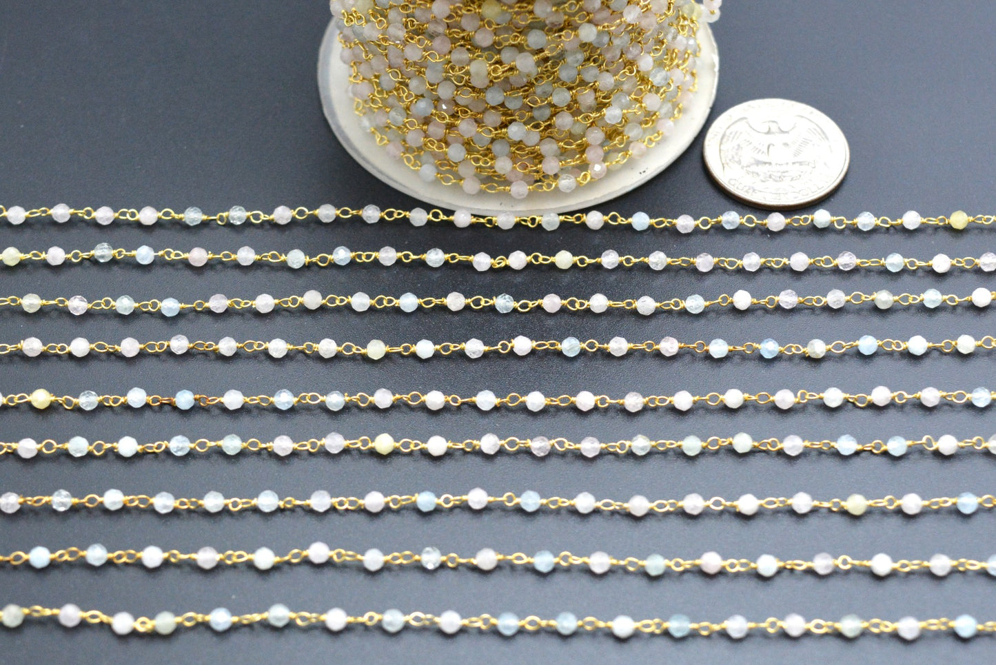 Elegant Stone Rosary Chain in 925 Silver - 3mm