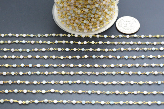 Elegant Stone Rosary Chain in 925 Silver - 3mm - view 3