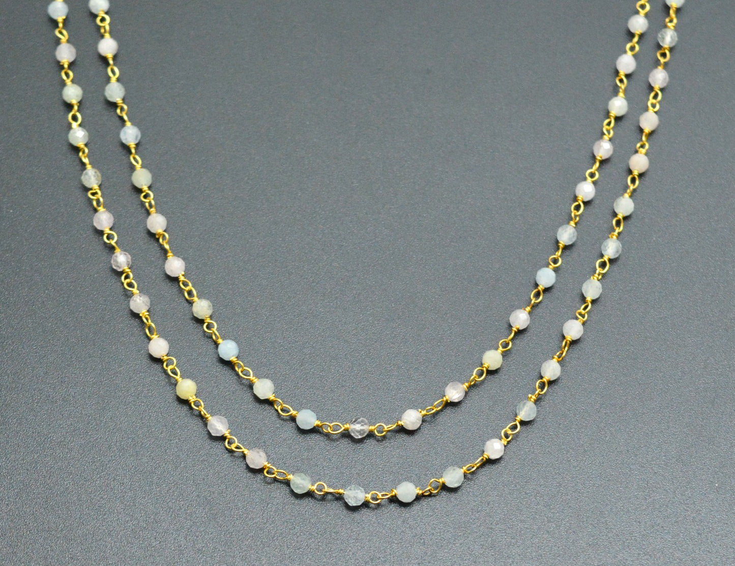 Elegant Stone Rosary Chain in 925 Silver - 3mm