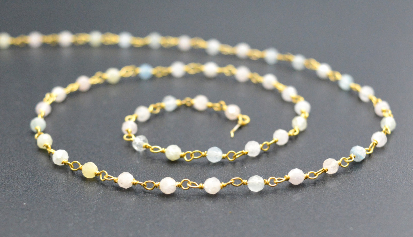 Elegant Stone Rosary Chain in 925 Silver - 3mm