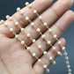 Beautiful Chalcedony Rosary Chain in 925 Silver Gold - 3mm