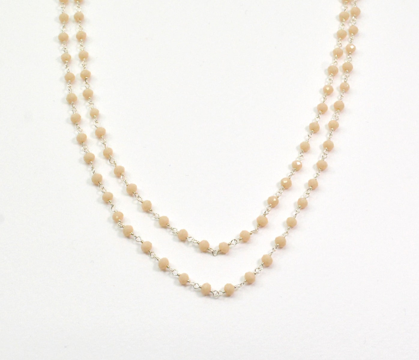 Beautiful Chalcedony Rosary Chain in 925 Silver Gold - 3mm