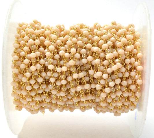 Delicate Chalcedony Rosary Chain in 925 Silver Gold -