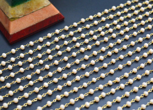 Delicate Chalcedony Rosary Chain in 925 Silver Gold - - view 3