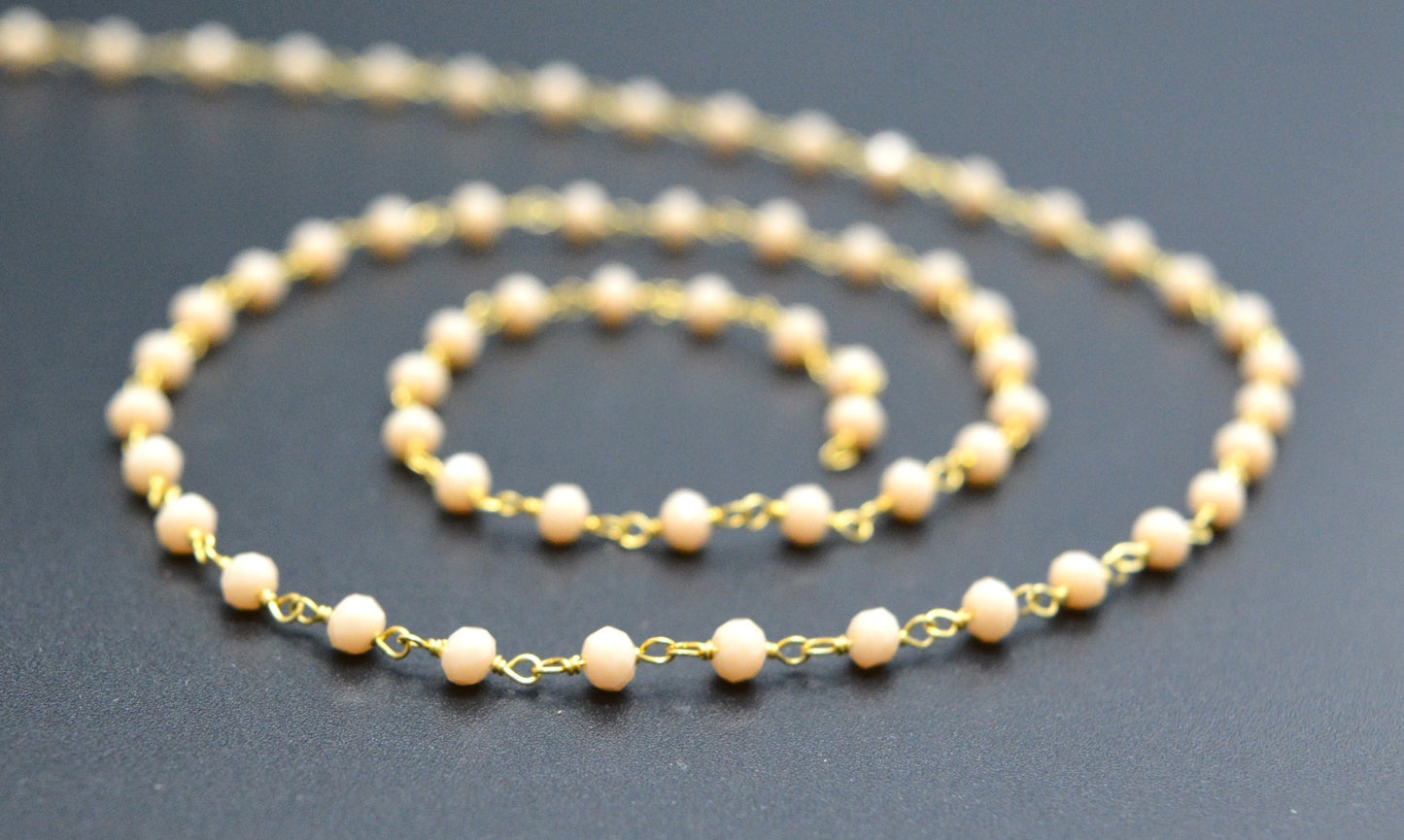 Delicate Chalcedony Rosary Chain in 925 Silver Gold -