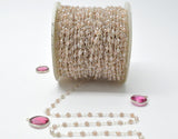 Moonstone Rosary Chain - 925 Silver Gold, 3mm