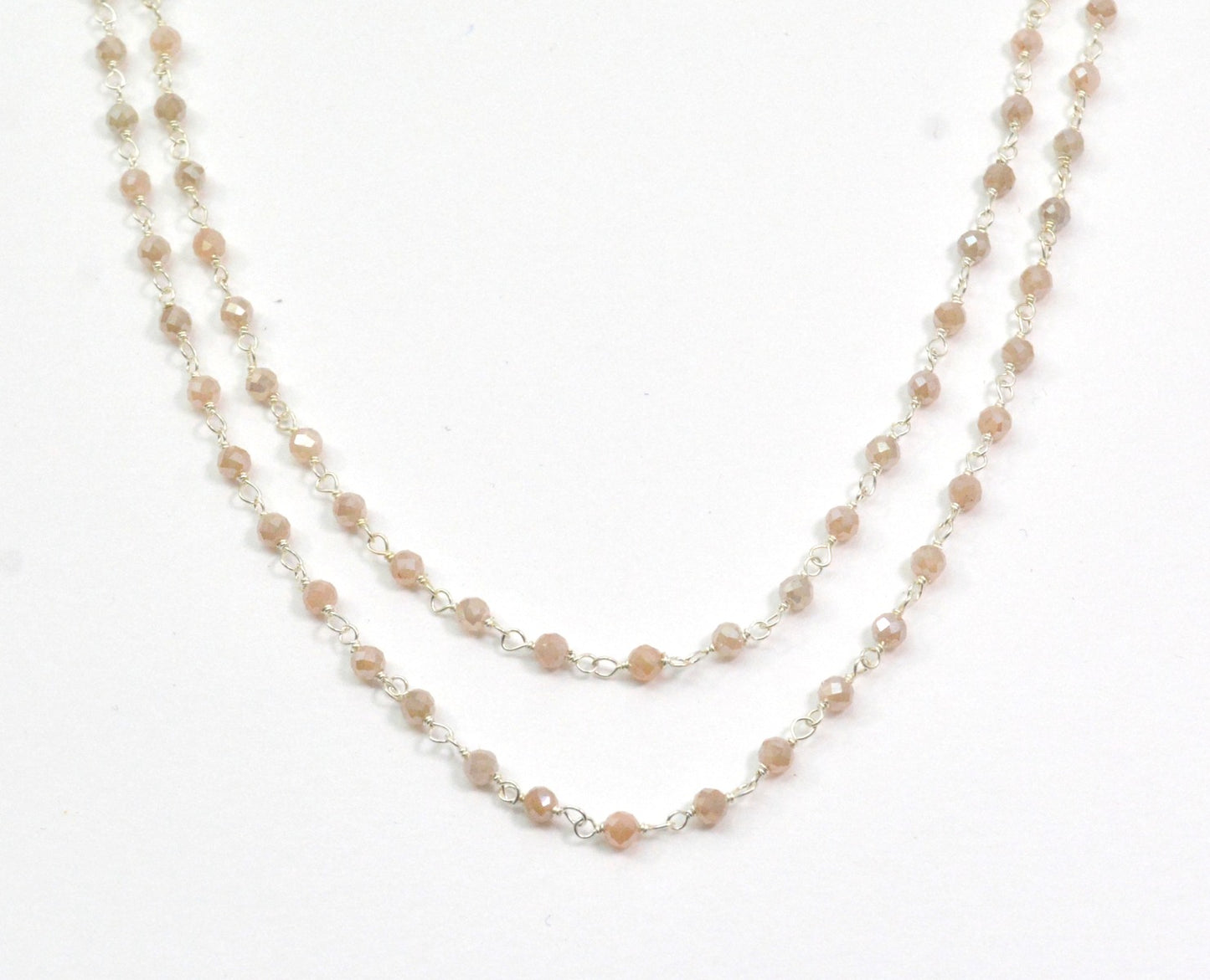 Moonstone Rosary Chain - 925 Silver Gold, 3mm