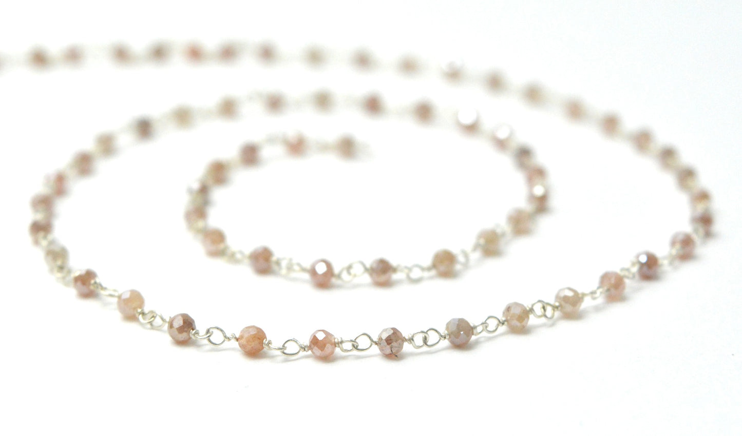 Moonstone Rosary Chain - 925 Silver Gold, 3mm #2