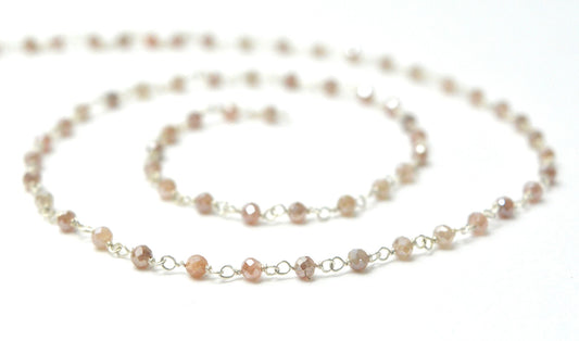 Moonstone Rosary Chain - 925 Silver Gold, 3mm #2 - view 3