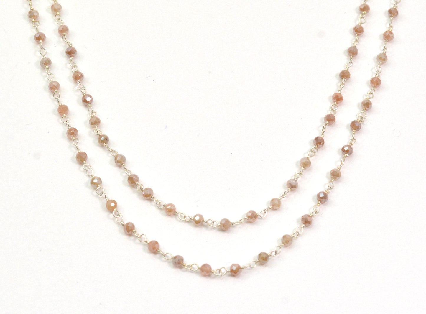 Moonstone Rosary Chain - 925 Silver Gold, 3mm #2