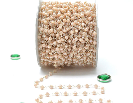 925 Silver Gold Rosary Chain with Chalcedony -