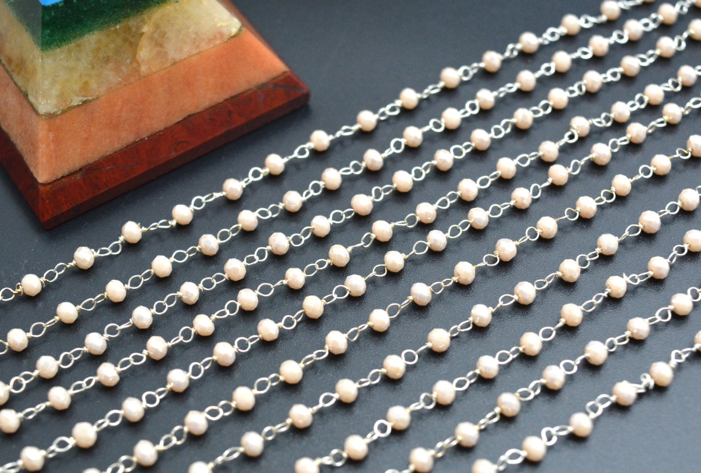 925 Silver Gold Rosary Chain with Chalcedony -