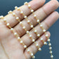 Vintage Stone Rosary Chain in 925 Silver Gold - 3mm