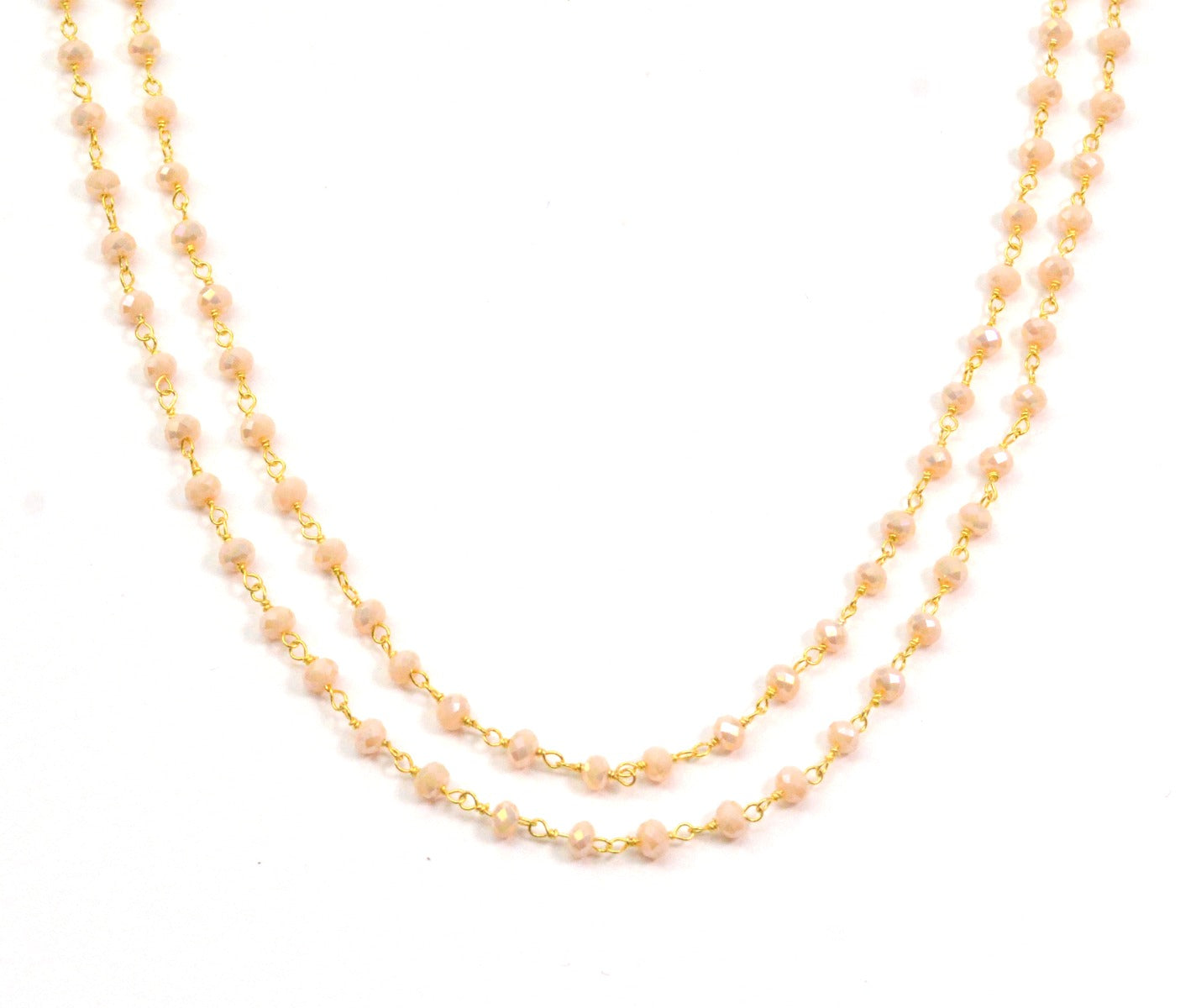 Vintage Stone Rosary Chain in 925 Silver Gold - 3mm