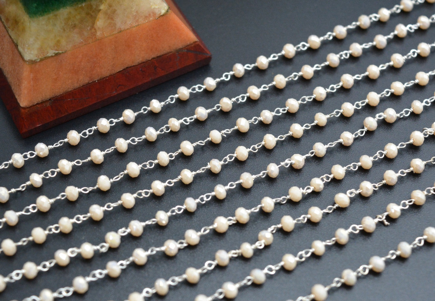 Elegant Rosary Chain - Chalcedony 925 Silver Gold