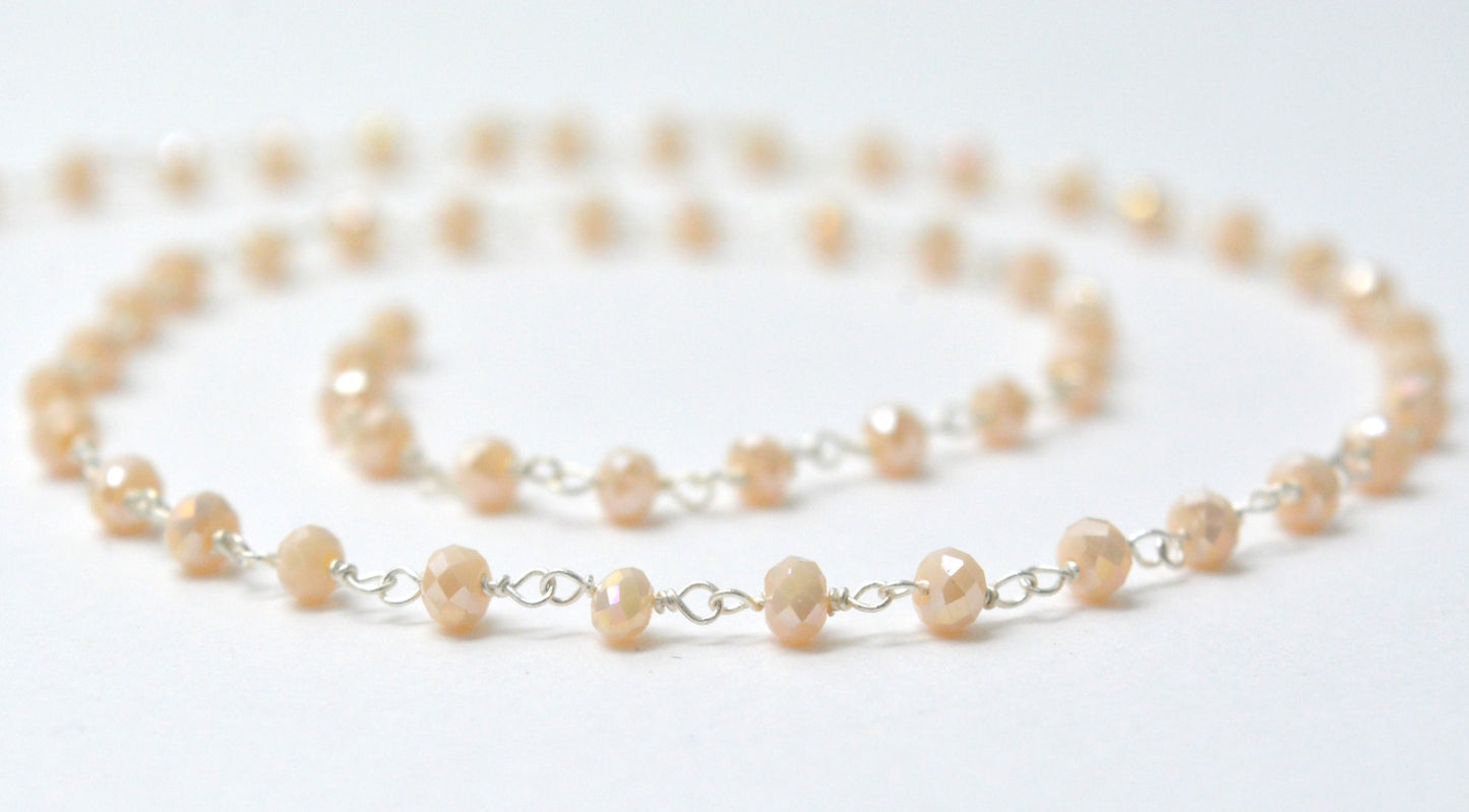 Elegant Rosary Chain - Chalcedony 925 Silver Gold