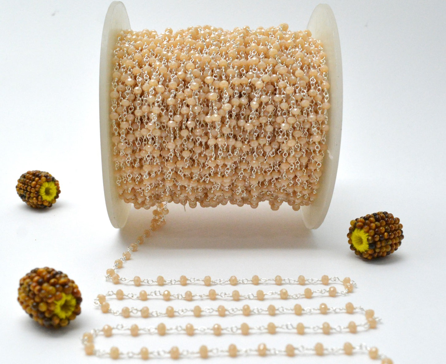 Charming 925 Silver Rosary Chain - Chalcedony 3mm