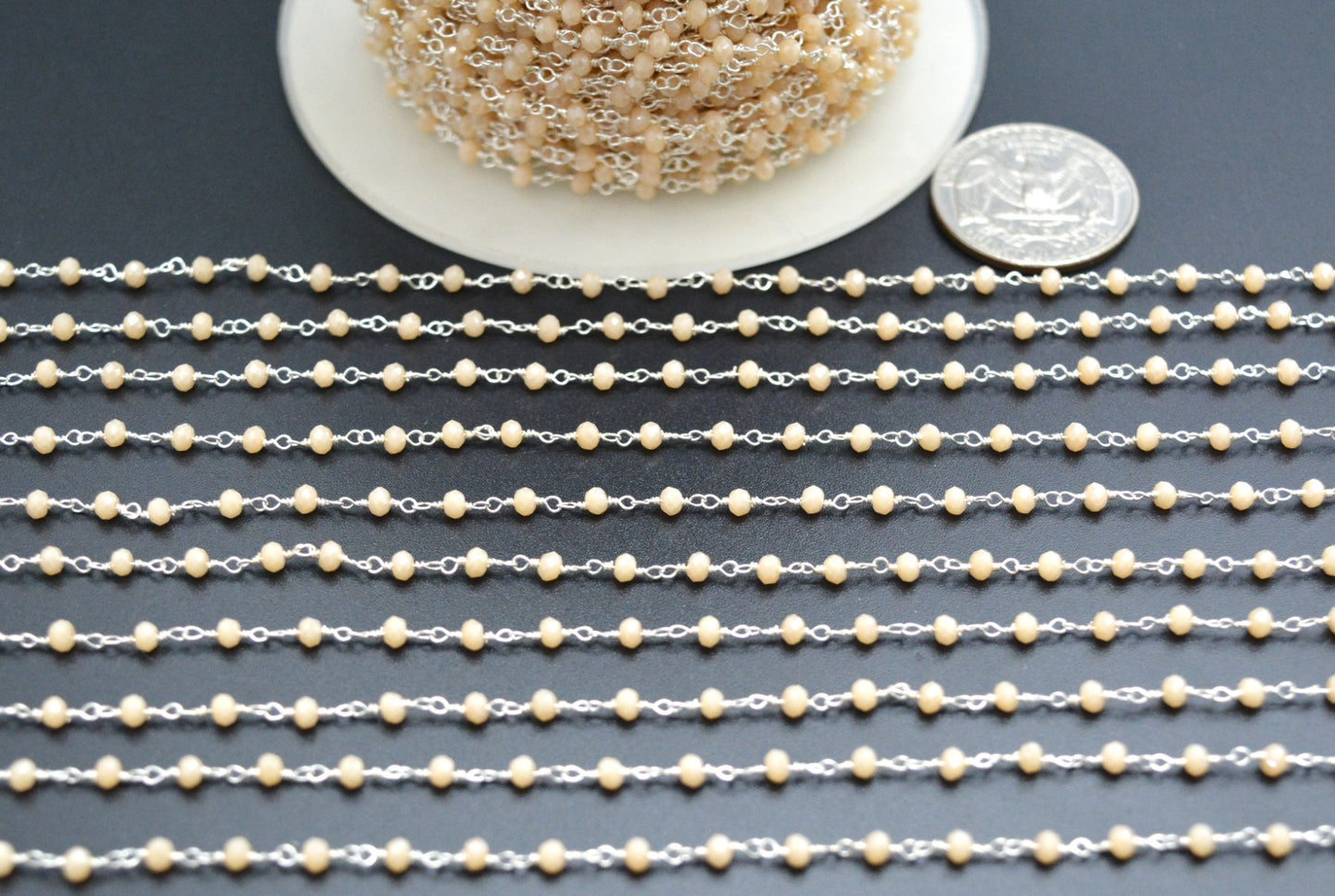 Charming 925 Silver Rosary Chain - Chalcedony 3mm