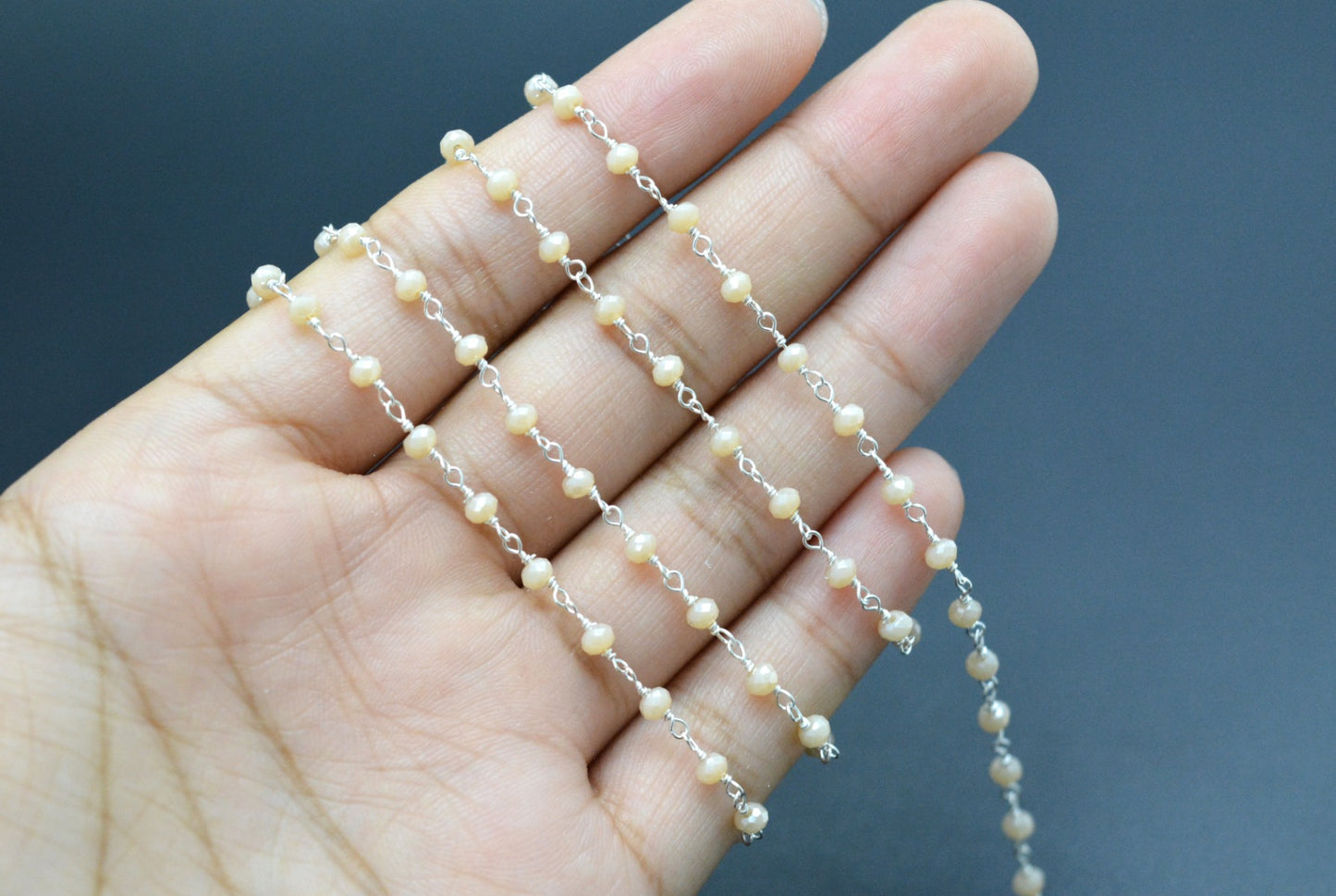 Charming 925 Silver Rosary Chain - Chalcedony 3mm