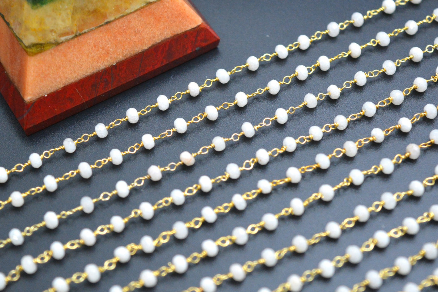 Radiant Rosary Chain - Chalcedony 925 Gold Silver 3.00mm