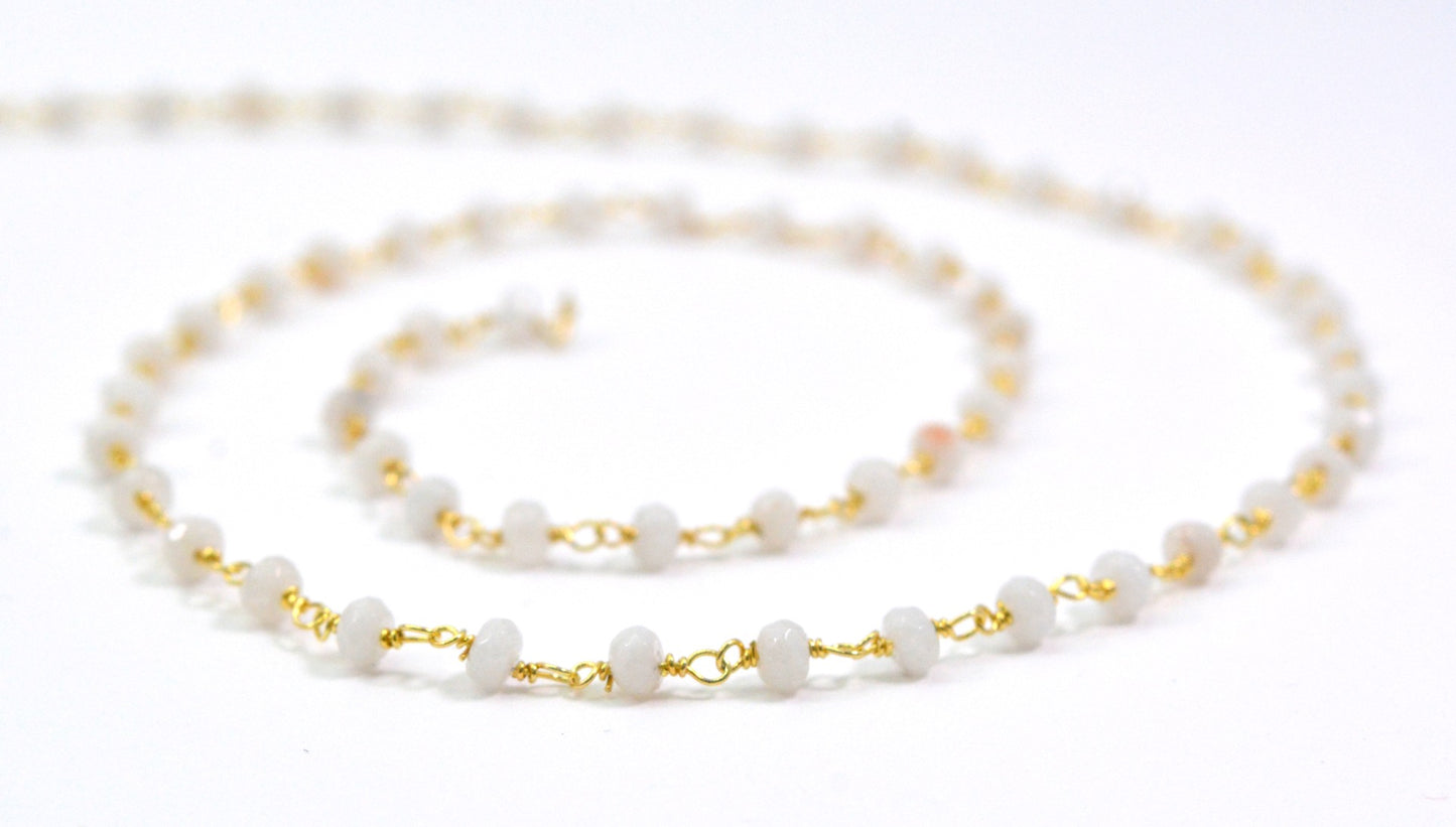Radiant Rosary Chain - Chalcedony 925 Gold Silver 3.00mm