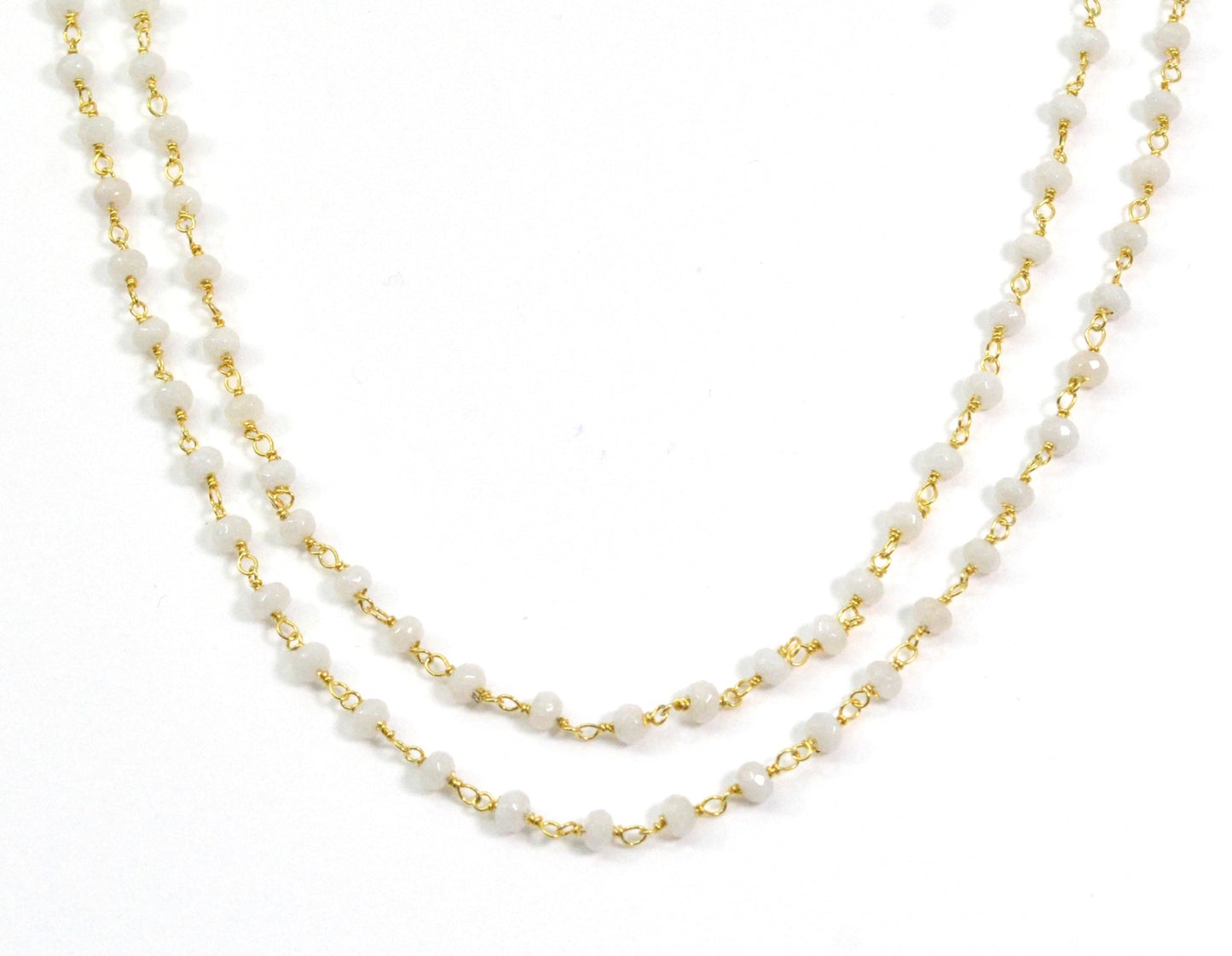 Radiant Rosary Chain - Chalcedony 925 Gold Silver 3.00mm