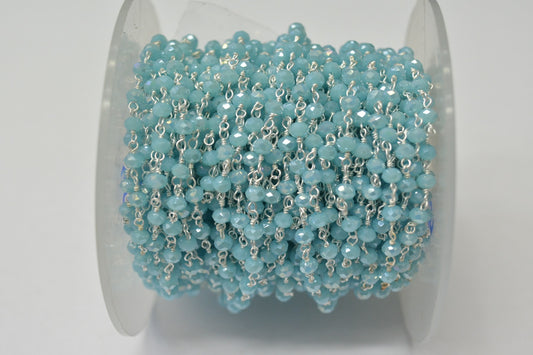 Chalcedony Rosary Chain - 925 Gold Silver, 3.00mm