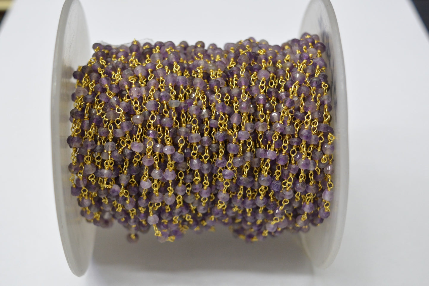 925 Gold Silver Rosary Chain with Amethyst - 3.50mm