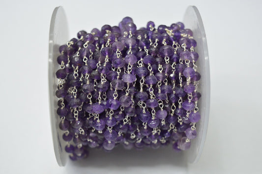 Stylish Rosary Chain - Amethyst 925 Gold Silver 4.00mm