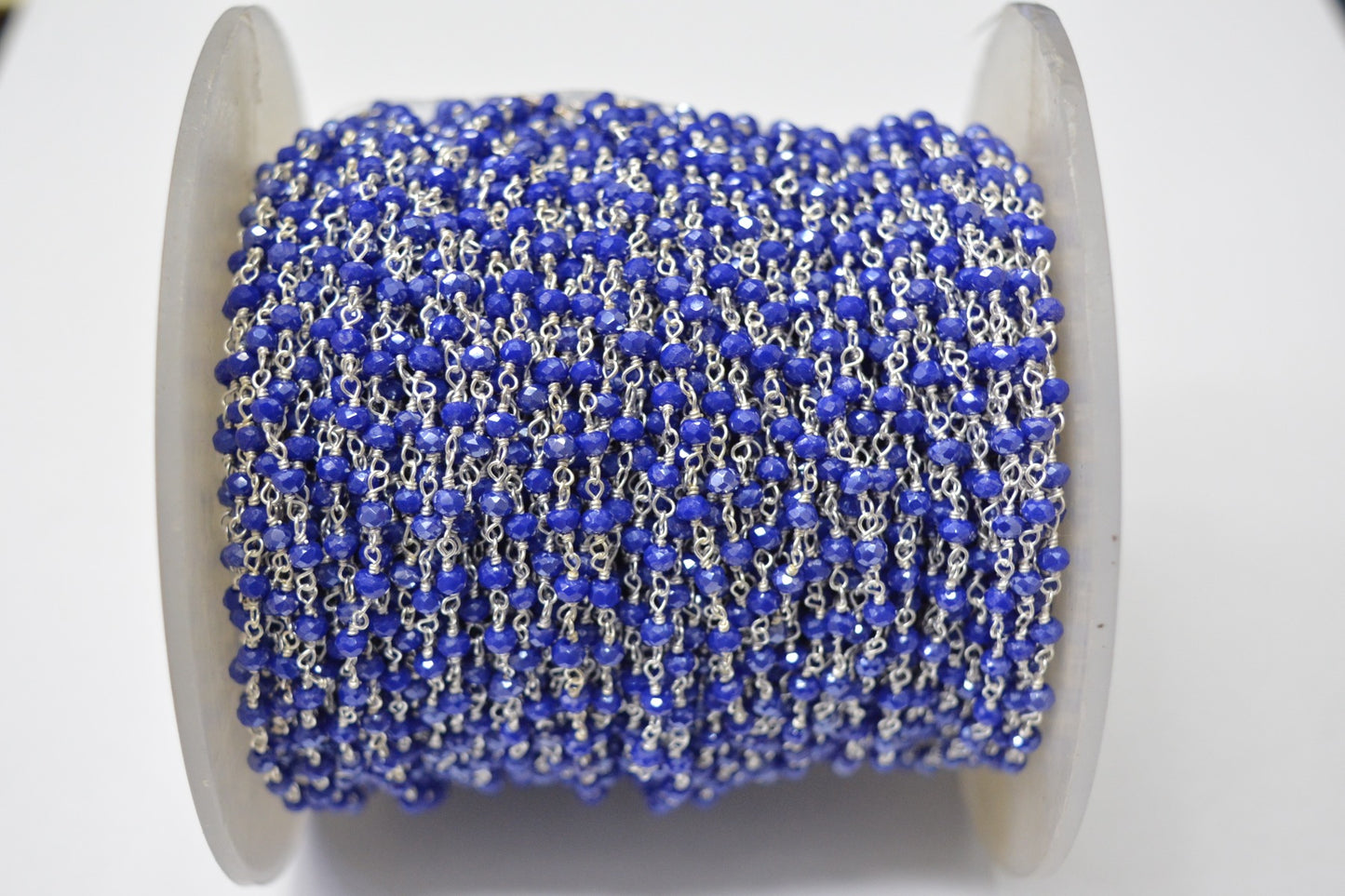 Graceful 925 Gold Silver Rosary Chain - Chalcedony 3mm