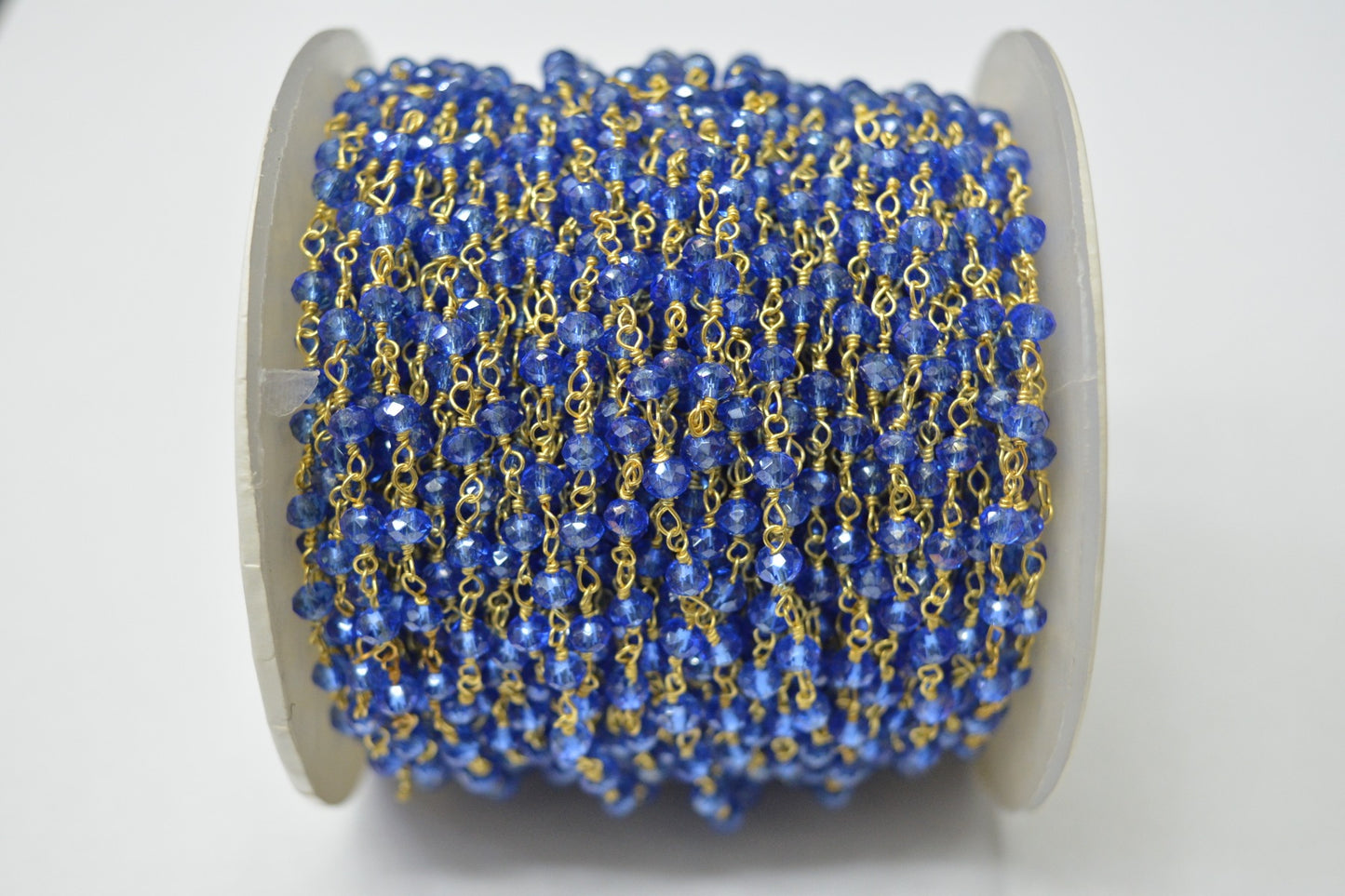 Elegant Sapphire Rosary Chain in 925 Gold Silver - 3.00mm