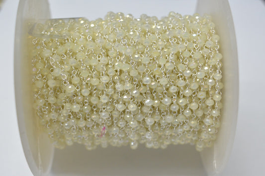 Radiant 925 Gold Silver Rosary Chain - Chalcedony 3.00mm