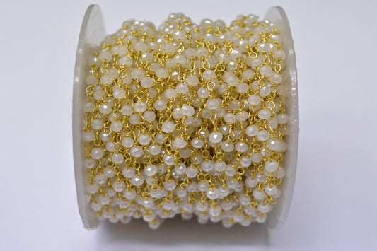 Chalcedony Rosary Chain - 925 Gold Silver, 3.00mm #3