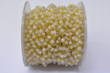 White Chalcedony Coated Rosary Chain, 925 Sterling Silver, 3mm Faceted