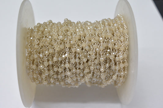 Vintage Chalcedony Rosary Chain in 925 Gold Silver -