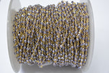 Amethyst Rosary Chain - 925 Gold Silver, 3.00mm