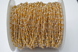 Citrine Crystal Coated Rosary Chain, 925 Sterling Silver, 3mm Faceted