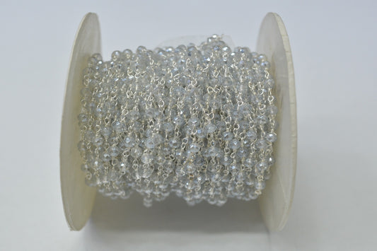 925 Gold Silver Rosary Chain with Crystal -