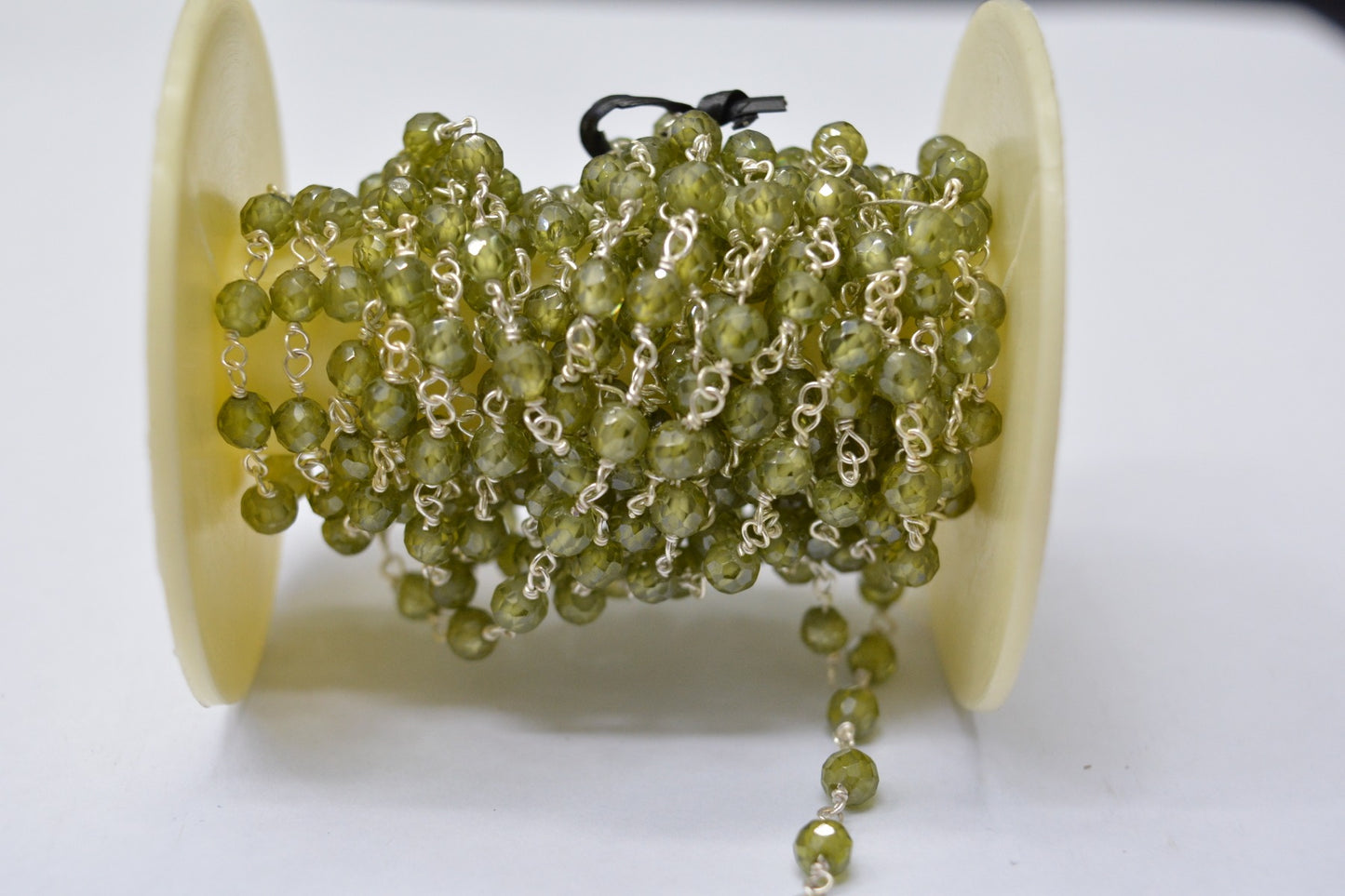 Zirconia Rosary Chain - 925 Gold Silver, 4.00mm