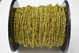 Green Cubic Zirconia Rosary Chain, 925 Sterling Silver, 3mm Faceted