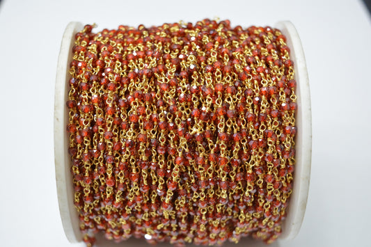 Trendy 925 Gold Silver Rosary Chain - Garnet 3.00mm