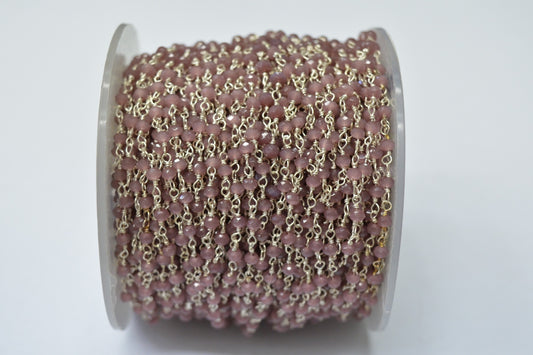 Trendy Rosary Chain - Chalcedony 925 Gold Silver 3.00mm