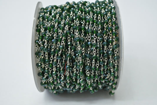 925 Gold Silver Rosary Chain with Crystal - 3.00mm #2