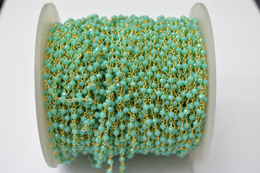 Chalcedony Rosary Chain - 925 Gold Silver, 3.00mm #4