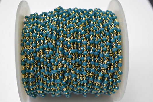 Unique Rosary Chain - Chalcedony 925 Gold Silver 3.00mm